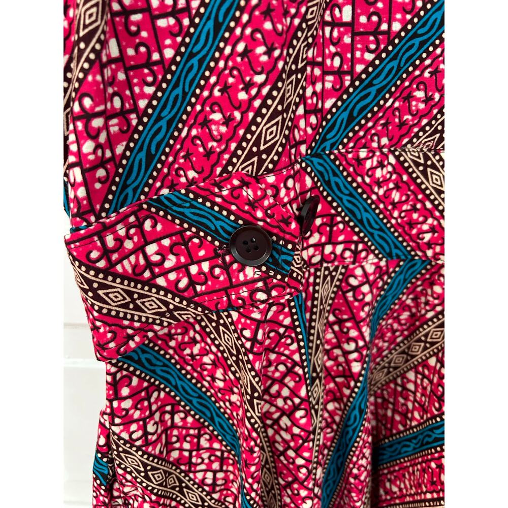 Mae Otti Dress Womens 2XL African Print Knee Length V Neck Back Zip XC Fast Ship - Picture 6 of 12